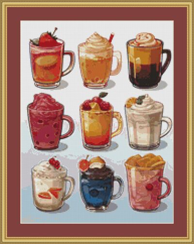 Glass Mugs Cross Stitch Pattern