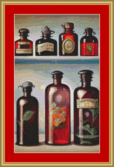 Bottles Cross Stitch Pattern