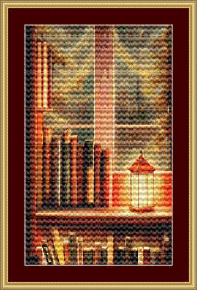 Lantern By The Window Cross Stitch Pattern