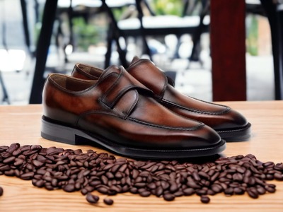 Handmade Men's Burgundy Leather Monk Strap Office Shoes