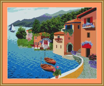 Village By The Sea Cross Stitch Pattern