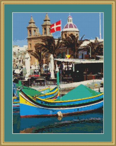 Fishing Port In Malta Cross Stitch Pattern