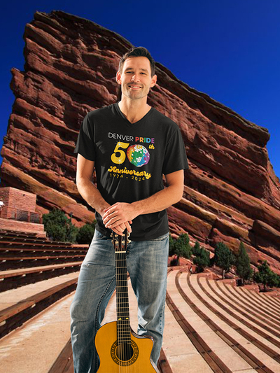 Denver 2024 Black Unisex Short Sleeve V-Neck T-Shirt