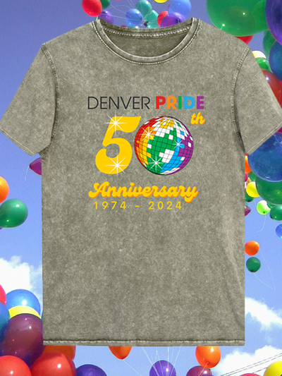 Denver Pride 2024 Unisex Denim Washed T-Shirt