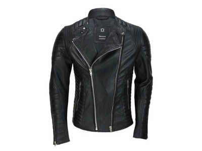 Handmade Men's Black Leather Fashion Biker Zipper Jacket