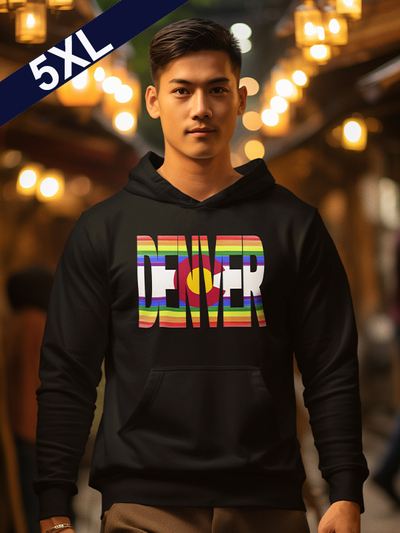 Denve CO Rainbow Flag Black Unisex Hoodie