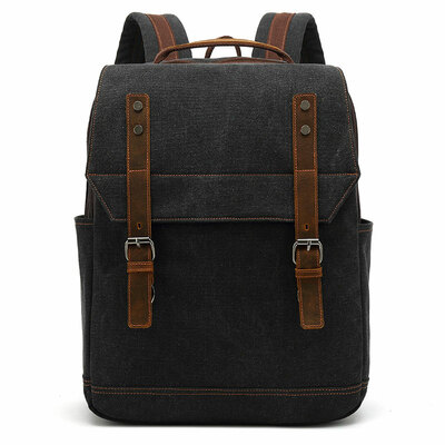 Retro Business Large Capacity Rucksack Double Buckle Rivet Outdoor Camping Travel Computer Bag Canvas School Backpack