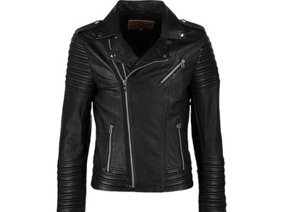 Handmade Men's Black Leather Zipper Biker Double Pocket Jacket