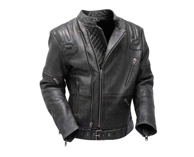 Handmade Men's Fashion Double Zipper Black Leather Jacket
