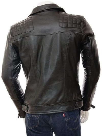 Handmade Men's Fashion Black Leather Zipper Biker Jacket
