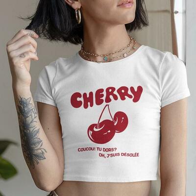 Cherry Printed Crop Top