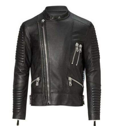 Handmade Men's Leather Black Zipper Biker Fashion Jacket