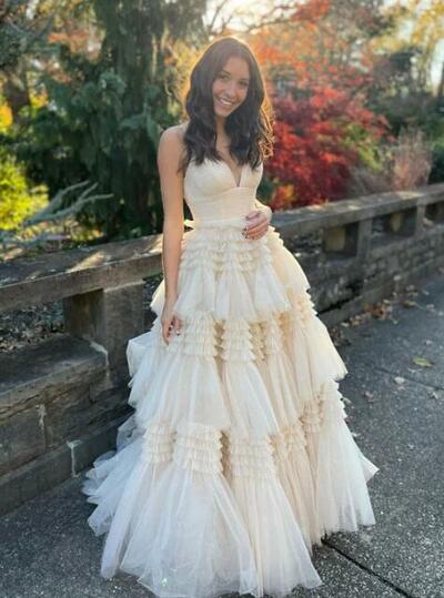 Chic A-line Spaghetti Straps Sky Blue Long Prom Dresses Cheap Evening Gowns,1019