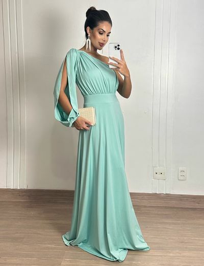 Simple Blue One Shoulder Prom Dress Graduation Gown Party Dress