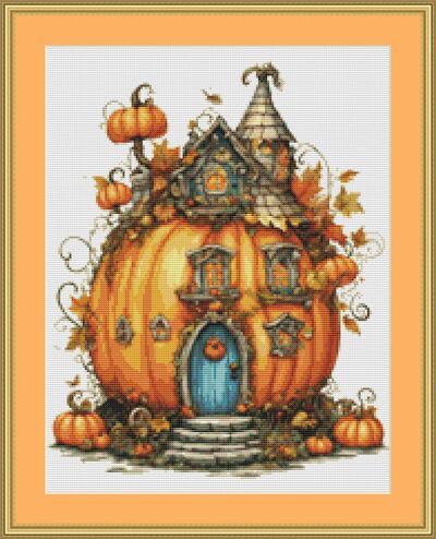 Pumpkin House Cross Stitch Pattern