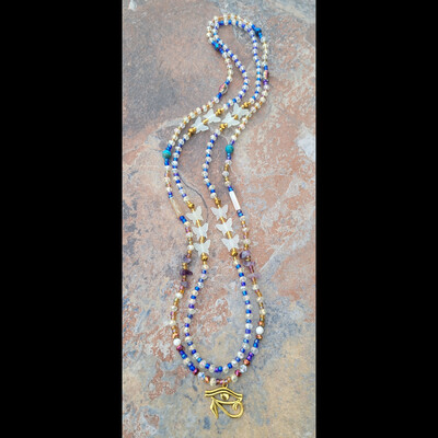 EYE OF HORUS GOLD👁✨️ CRYSTAL & GEMSTONE WAIST BEAD SET BY Nubian Collection Artwear 🎨