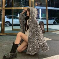 American Fried Street Star Coat Women's Autumn And Winter New High Street Personalized Embroidery BF Wind Loose Casual Coat Tide - Thumbnail 1