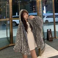 American Fried Street Star Coat Women's Autumn And Winter New High Street Personalized Embroidery BF Wind Loose Casual Coat Tide - Thumbnail 3