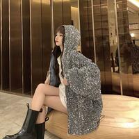 American Fried Street Star Coat Women's Autumn And Winter New High Street Personalized Embroidery BF Wind Loose Casual Coat Tide - Thumbnail 4