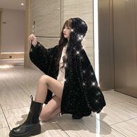 American Fried Street Star Coat Women's Autumn And Winter New High Street Personalized Embroidery BF Wind Loose Casual Coat Tide - Thumbnail 8