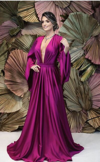 Simple Burgundy Hot Pink Fuchsia V Neck Prom Dress Graduation Gown Party Dress