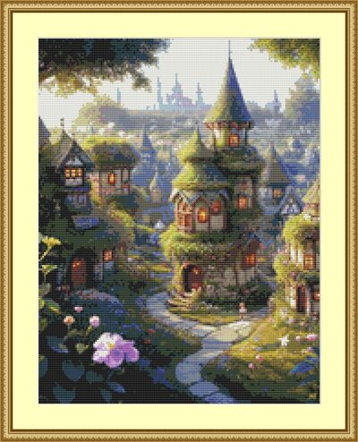 Fairytale Village Cross Stitch Pattern