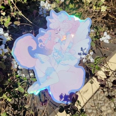 6x6 lingerie wolf girls holo sticker