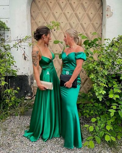 Green Prom Dresses Spaghetti Straps Long Length