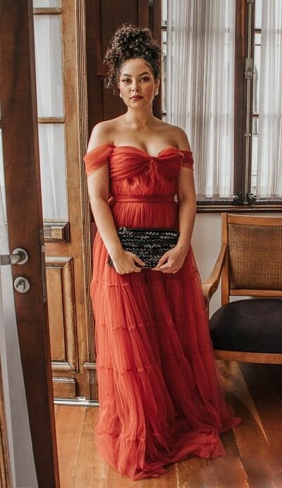 Simple Plus Size Watermelon Off the Shoulder Prom Dress Formal Gown Party Dress