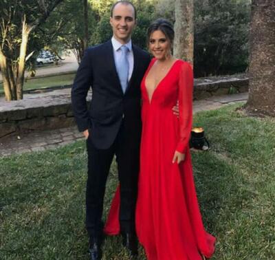 Simple Red Sexy V Neck Prom Dress Formal Gown Party Dress