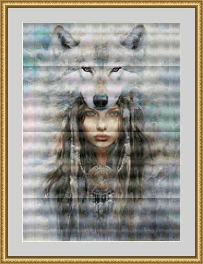 Wolf Girl Cross Stitch Pattern