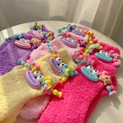 4pairs Fluffy Cartoon Socks