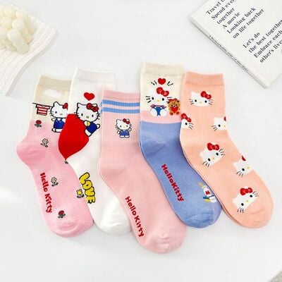 5pairs Kawaii Kitty Cat Cartoon Socks
