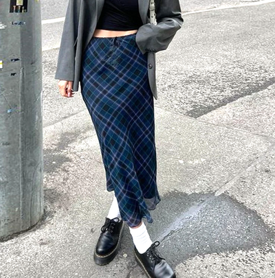 *Free Shipping*Y2K ARGYLE MIDE SKIRT