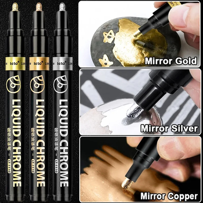 1pc, mirror electroplating marker gold silver copper 0.7mm - Thumbnail 3