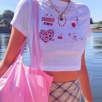 Love printed White Top - Thumbnail 1