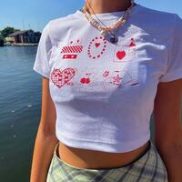 Love printed White Top - Thumbnail 2