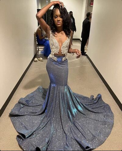 Sparkle Lace Appliques African Girl Prom Dress Formal Gown Party Dress