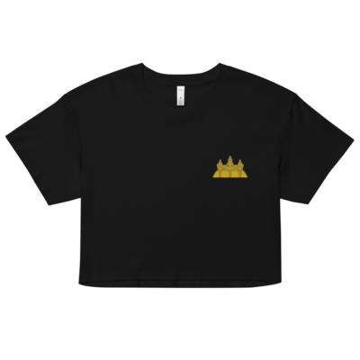 Golden Angkor Wat Embroidered Womens crop top
