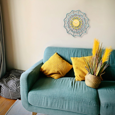 Chevron Nordic - handmade dodecagonal wall clock with filigree design