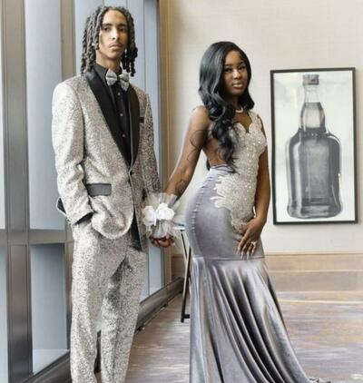 Silver Beading Crystals African Girl Prom Dress Formal Gown Party Dress