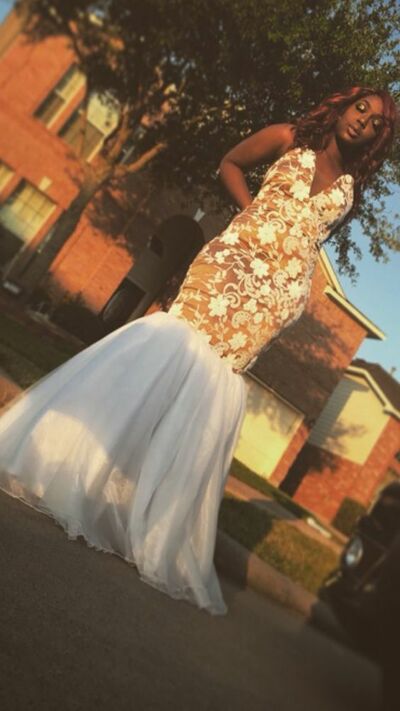 Champagne and White Lace African Girl Prom Dress Formal Gown Party Dress