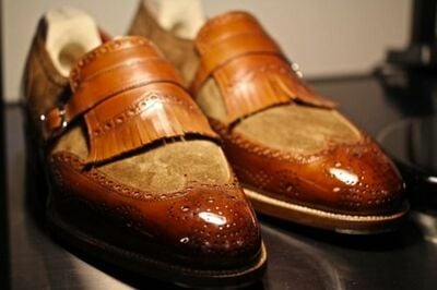 Men's Brown Leather Wingtip Pattern Handmade Double Monk Strap Dress Shoes, men Formal Shoes