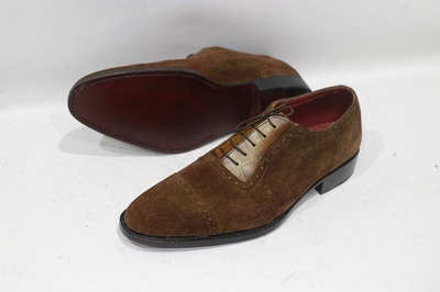 Men's Handmade Leather Shoes Brown Crocodile Leather & Suede Cap Toe Style Lace Up Dress & Casual Wear Shoe's