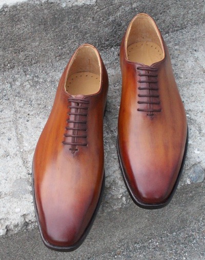 Crafted Leather Handmade Brown Patina Classic Oxford Lace up Dress Shoes