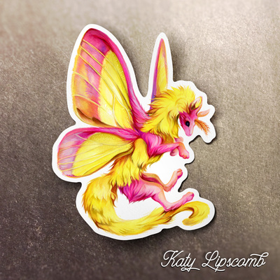 Rosy maple moth dragon - magnet - Thumbnail 1