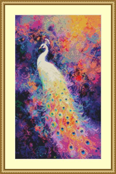 White Peacock Cross Stitch Pattern