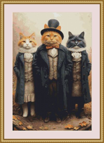 Victorian Cats 1 Cross Stitch Pattern