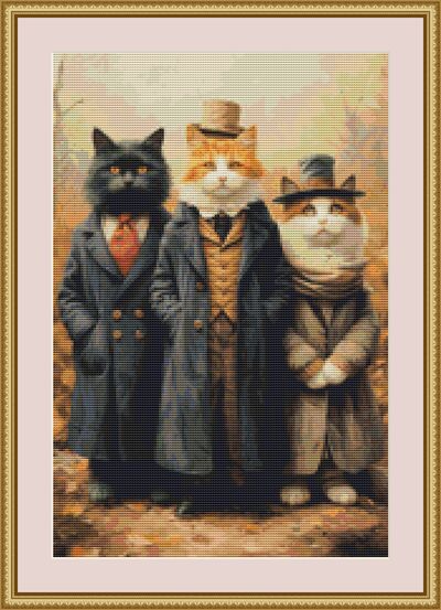 Victorian Cats Cross Stitch Pattern
