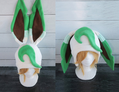 Leafeon fleece hat
